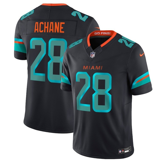 Youth Black Miami Dolphins #28 De’Von Achane 2025 F.U.S.E. “Rivalries” Vapor Limited Stitched Football Jersey